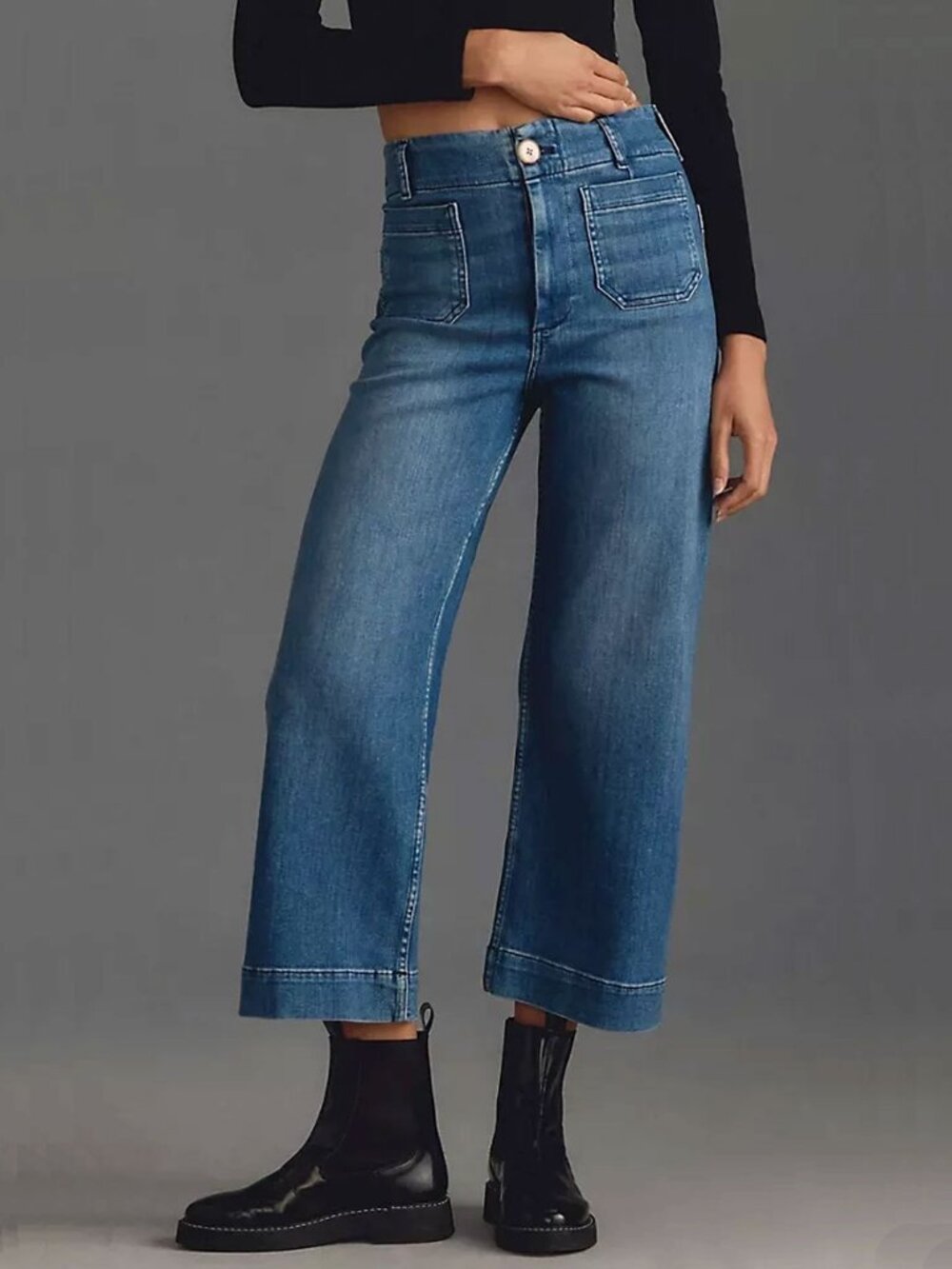 Anthropologie Maeve Colette Crop High-Rise Wide-Leg Jeans 23